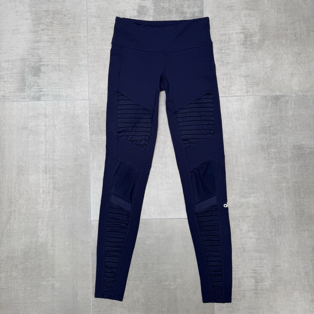 ALO Yoga Leggings Navy Blue Moto High Rise Womens Sz XXS Athleisure Stretch Gym